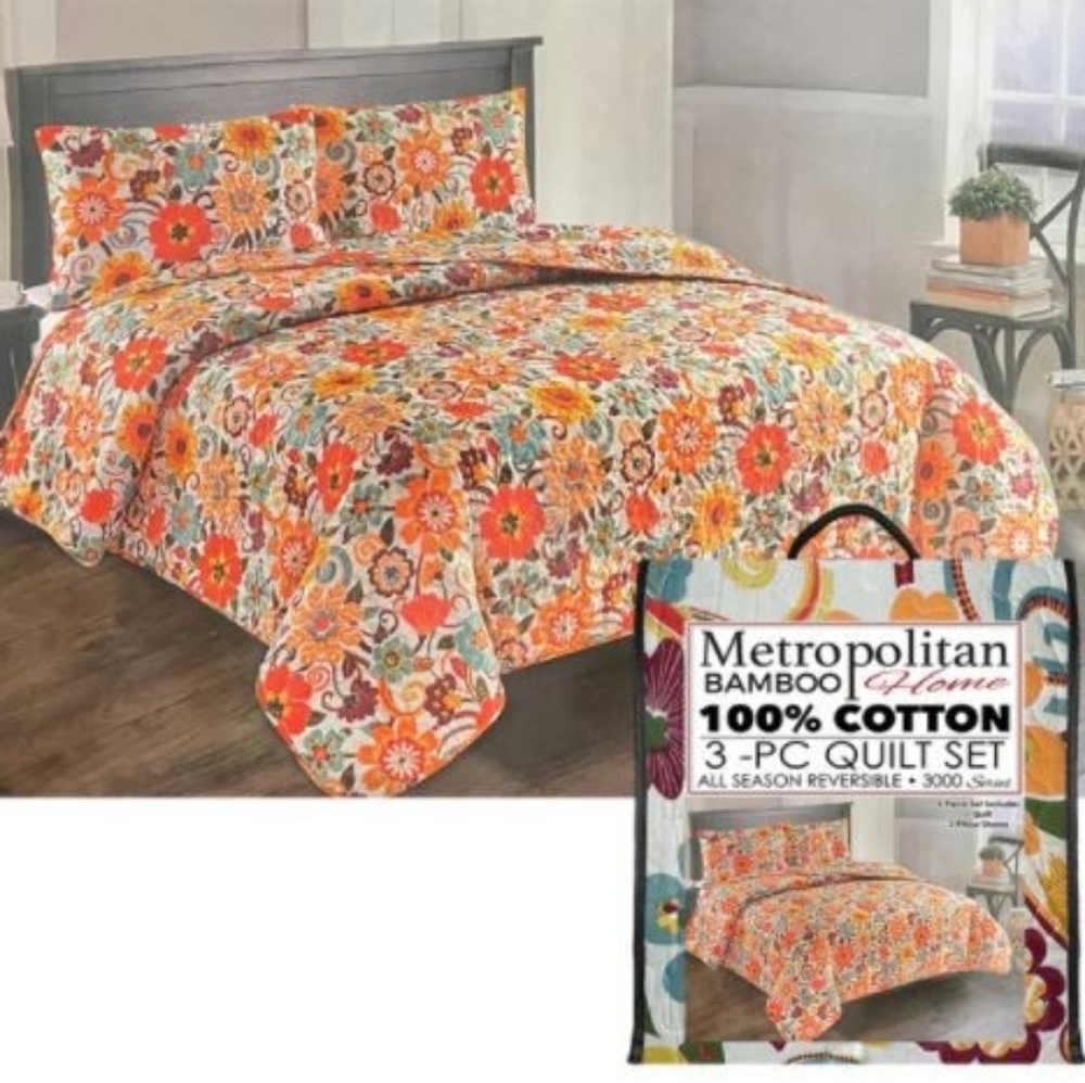 Metropolitan Bamboo 3 Piece Quilt Set - Queen